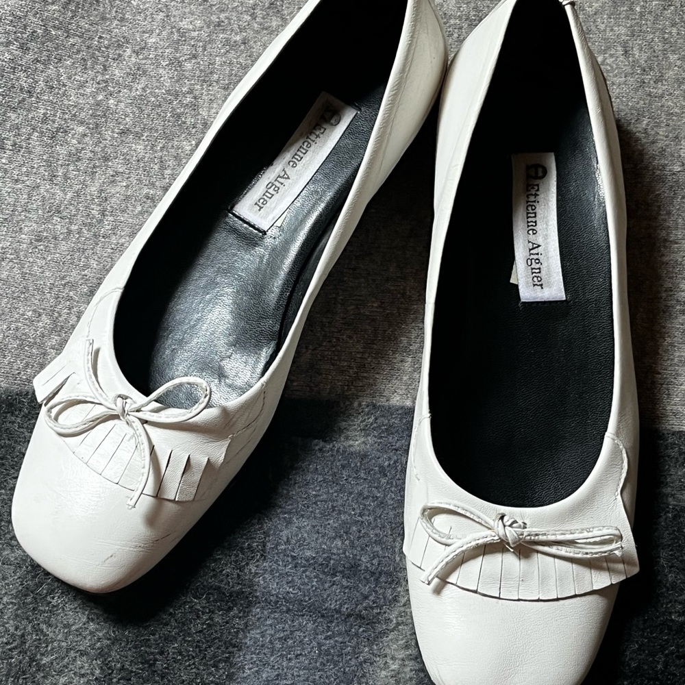 Vintage white leather loafers